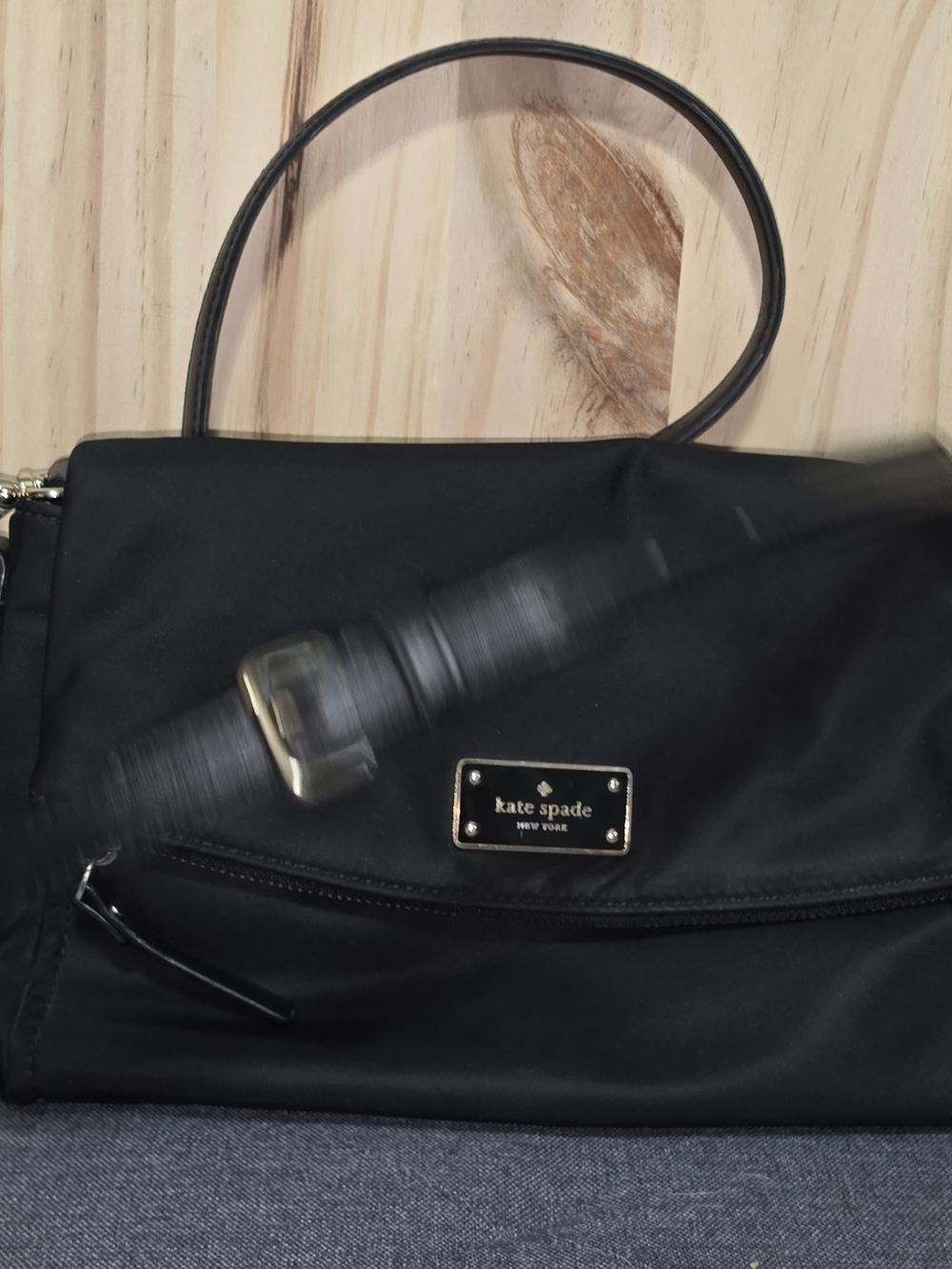 kate spade Black Nylon Crossbody Bag with Gold Logo Plate